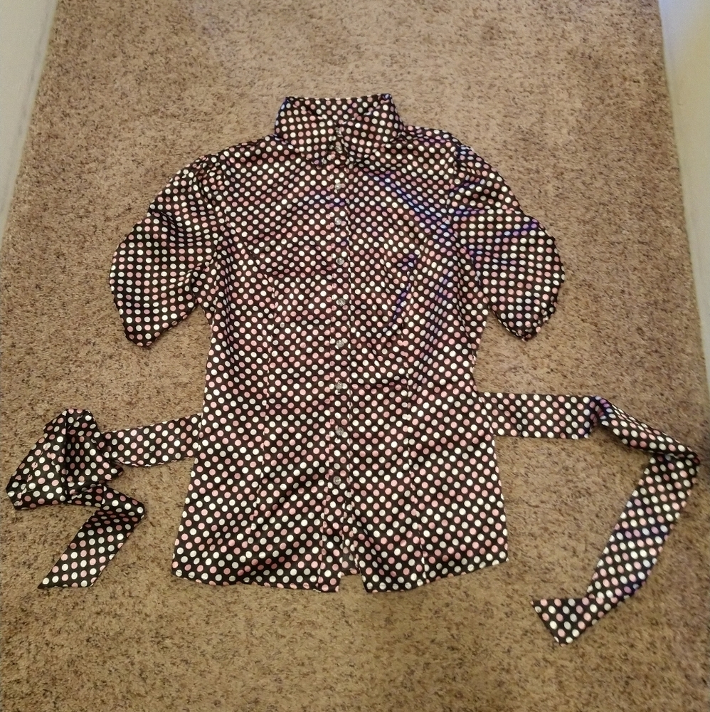 Heart Soul Silky Polka Dot Blouse